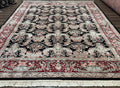 Sino Persian Rug 9x12, Black, Floral Bouquets