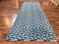 Wide Runner Rug 4.7 x 12, Blue Multicolor Contemporary Wool Power Loomed Rug, Mosiac Design