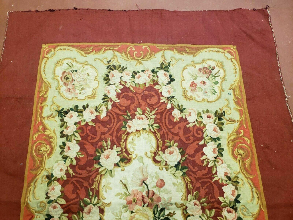 3' X 5' Antique Handmade French Aubusson Weave Savonnerie Needlepoint Rug Nice