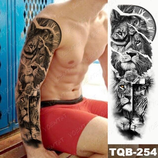 Full Women Man Realistic Waterproof Temporary Tattoo Tiger Stickers Luxury Big Design For Arm Thigh