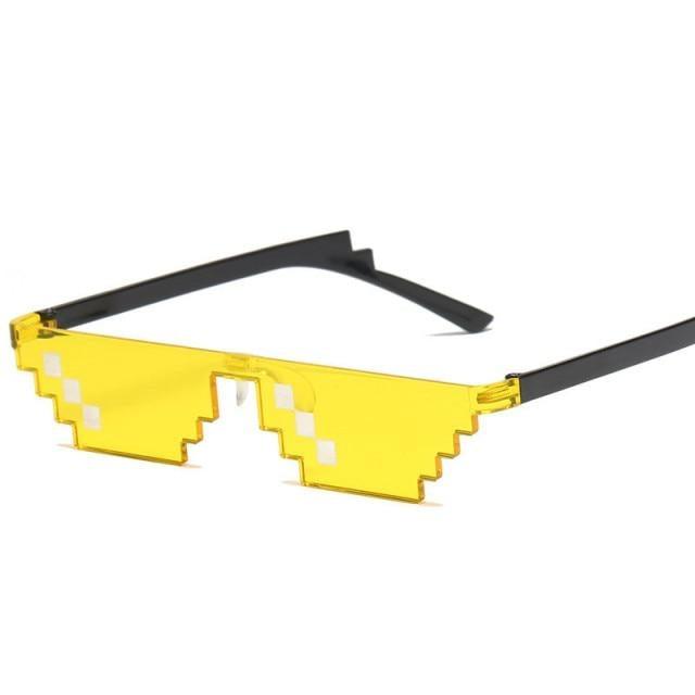 Funny Mosaic Sunglasses For Women New Elegant Vintage Small Frame Glasses For Lady New Retro Shape Metal Design Sunglasses, Men Women Glass 8 Bit Pixel Mosaic Glasses Photo Props Unisex Sunglass