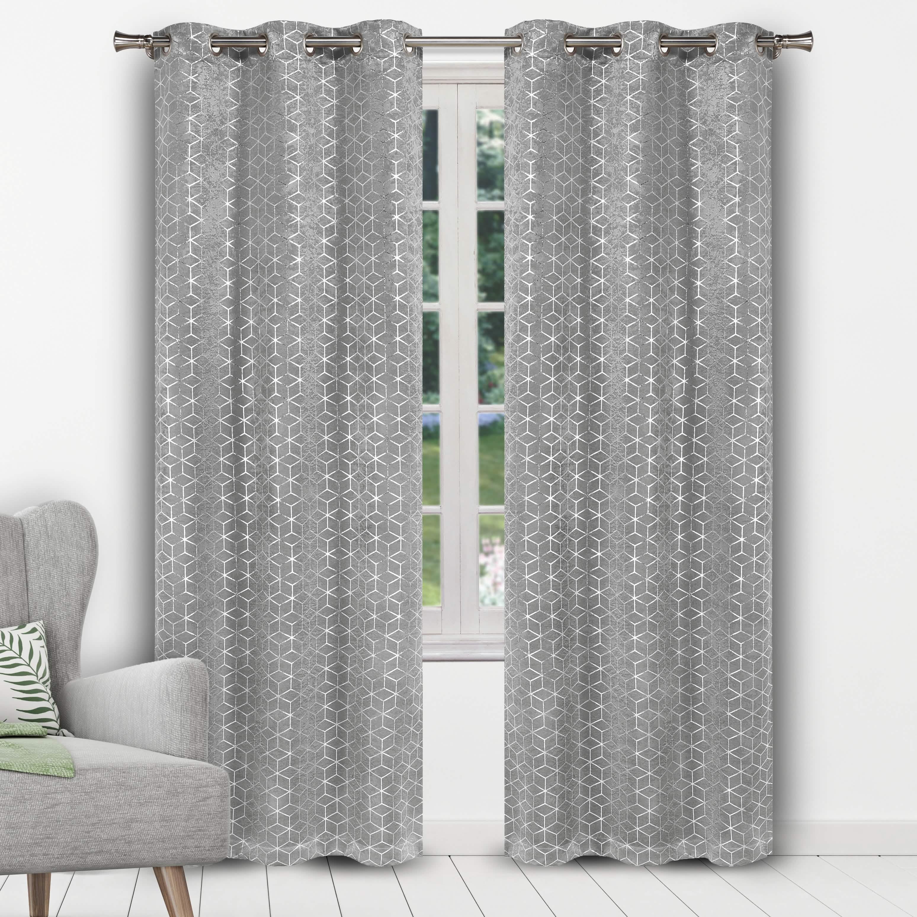Geometric Pattern Blackout Thermal Window Curtain Pair Panel