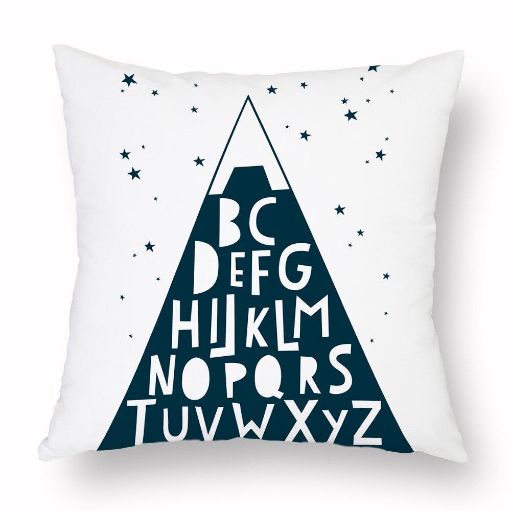 Geometry Cushion Cover Trees Cactus Bear Star Pattern Cushion Cover Pillowcase Cotton Pillow Sofa Throw White Printed Print Decorative Pillow Covers For Sofa Bed Sweet Home Decor Case 45x45CM