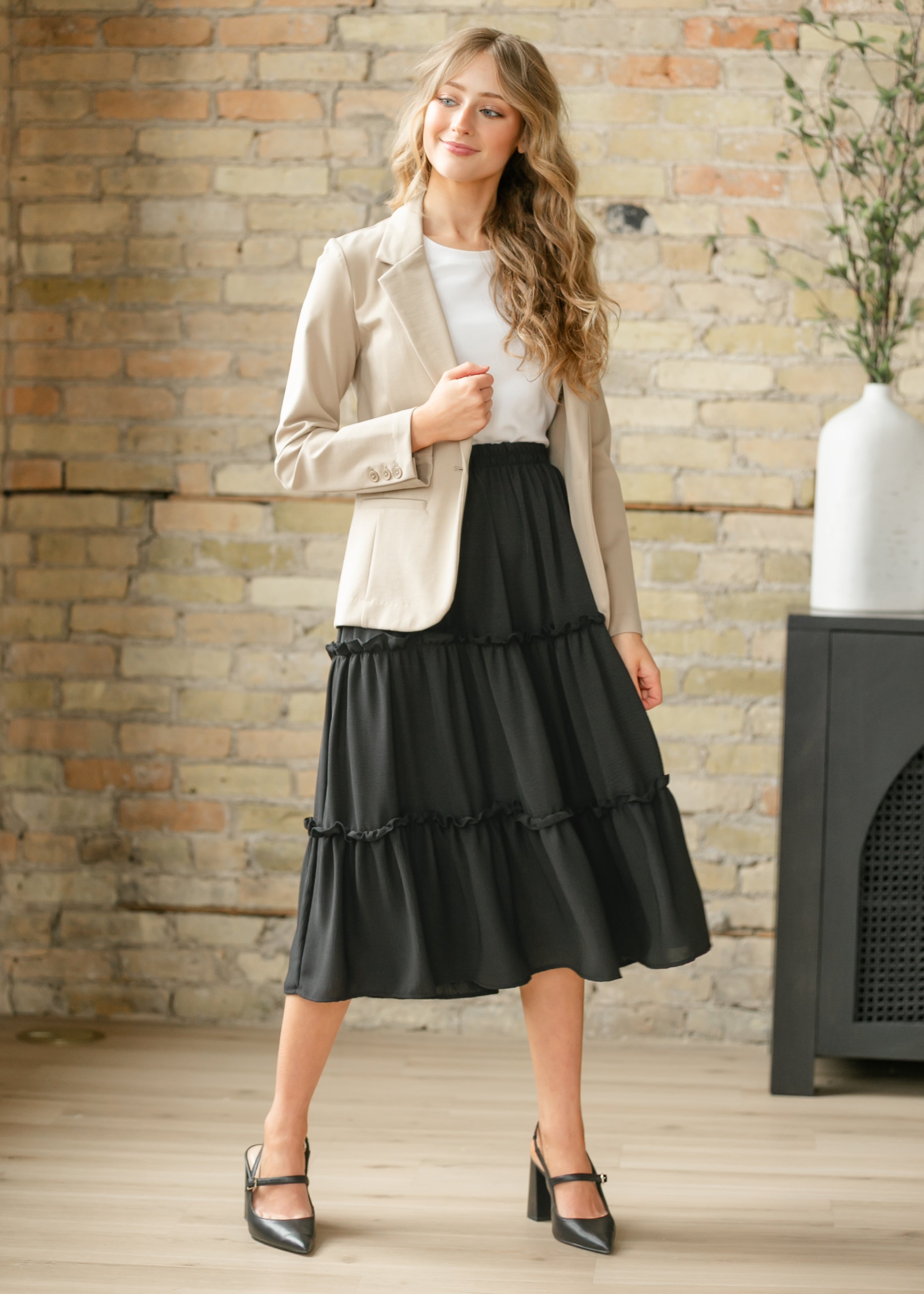 Giana Ruffle Tiered Midi Skirt - FINAL SALE