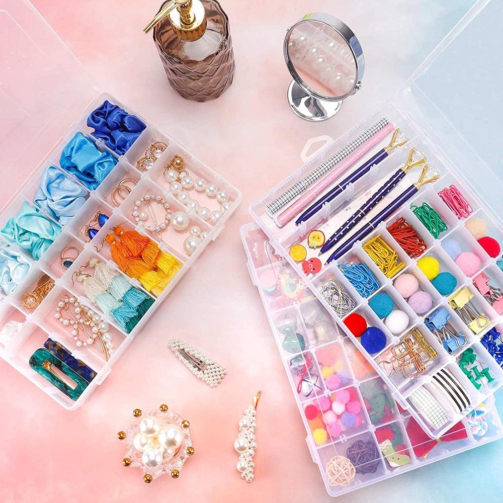 Grids Plastic Organizer Box Craft Organizer Storage with Adjustable Dividers Bead Box Fishing Tackles Box Jewelry Box Plastic Craft Storage Box Thick Hard Plastic Hobby Craft Storage Box