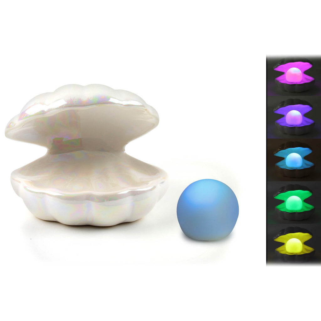Heart and Haven Pearl in Shell Color-Changing LED Light Ceramic Lamp Decor
