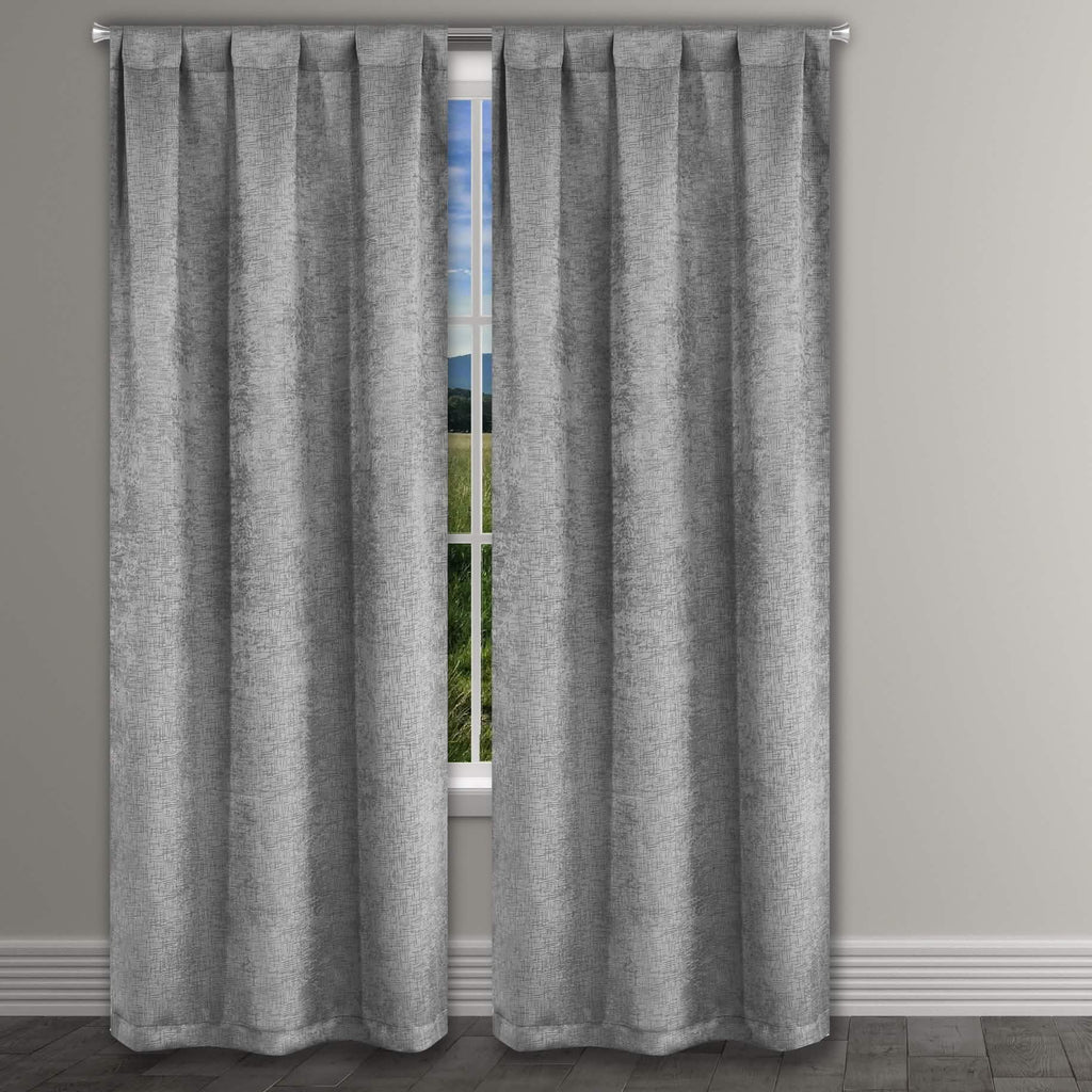 Heavy Suede Embossed Textured Blackout Thermal Window Curtain Pair Panel