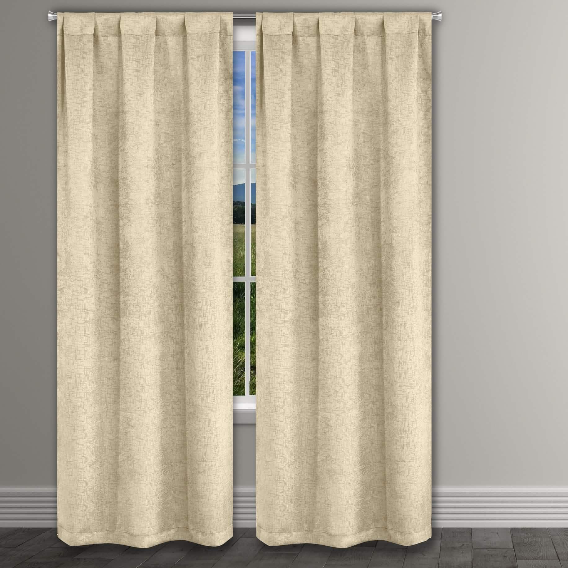 Heavy Suede Embossed Textured Blackout Thermal Window Curtain Pair Panel