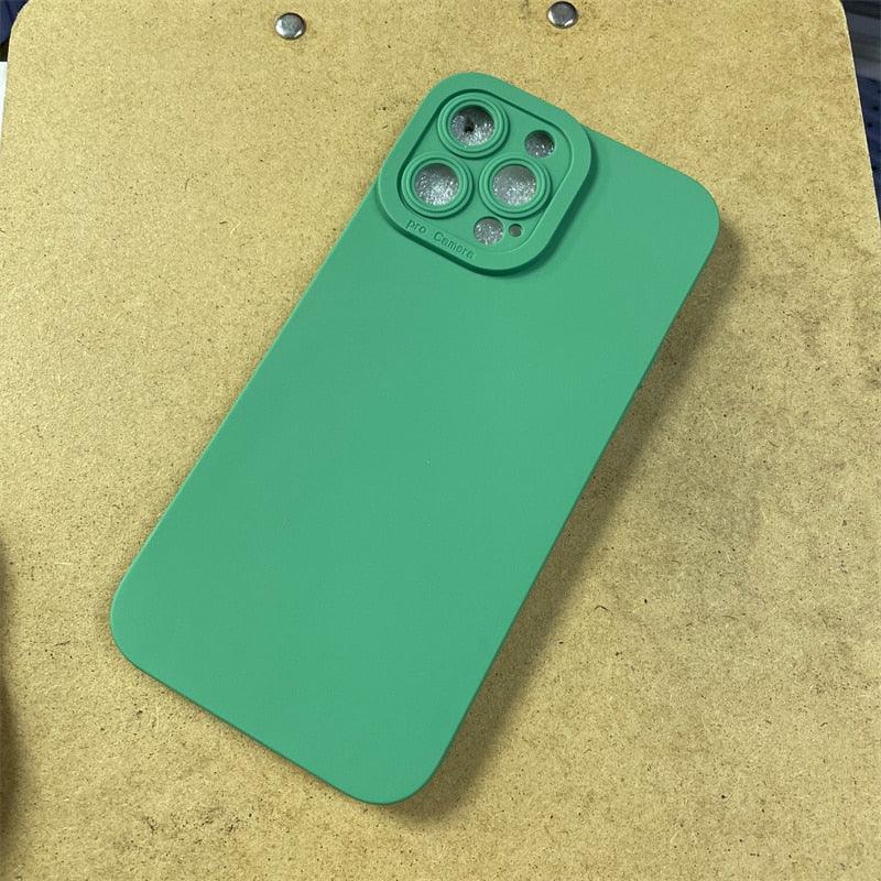 High-end Black Shockproof Silicone Phone Case For iPhone 13 12 Pro 11 Pro Max For Men Protect Lens Cover Compatible with iPhone Silicone Rubber Case Comfortable Grip