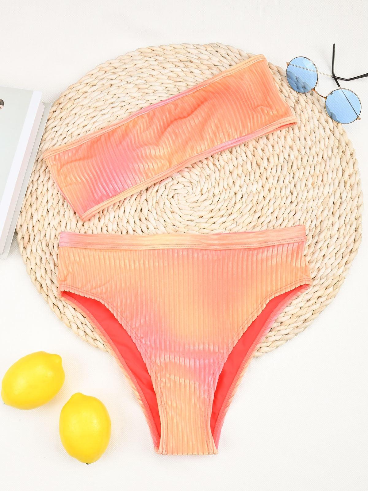 High Waist Bikinis Women Swimsuit Women High Waist Bikini Set Sports Bright Color Swimsuit Scoop Neck Cute Bathing Suit Swimwear Female Push Up Bikini Set Bathing Suit For Women
