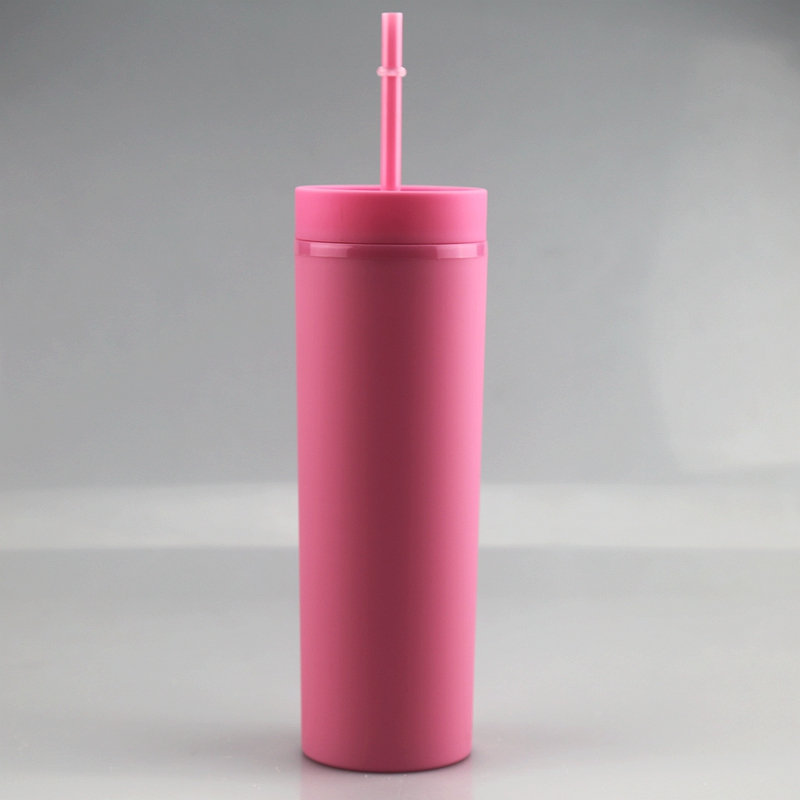 Pastel Straight Blank Tumblers, 16 oz Matte Tumblers, Double Wall Acrylic Tumbler With Straw and Screw Lid