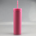 Pastel Straight Blank Tumblers, 16 oz Matte Tumblers, Double Wall Acrylic Tumbler With Straw and Screw Lid
