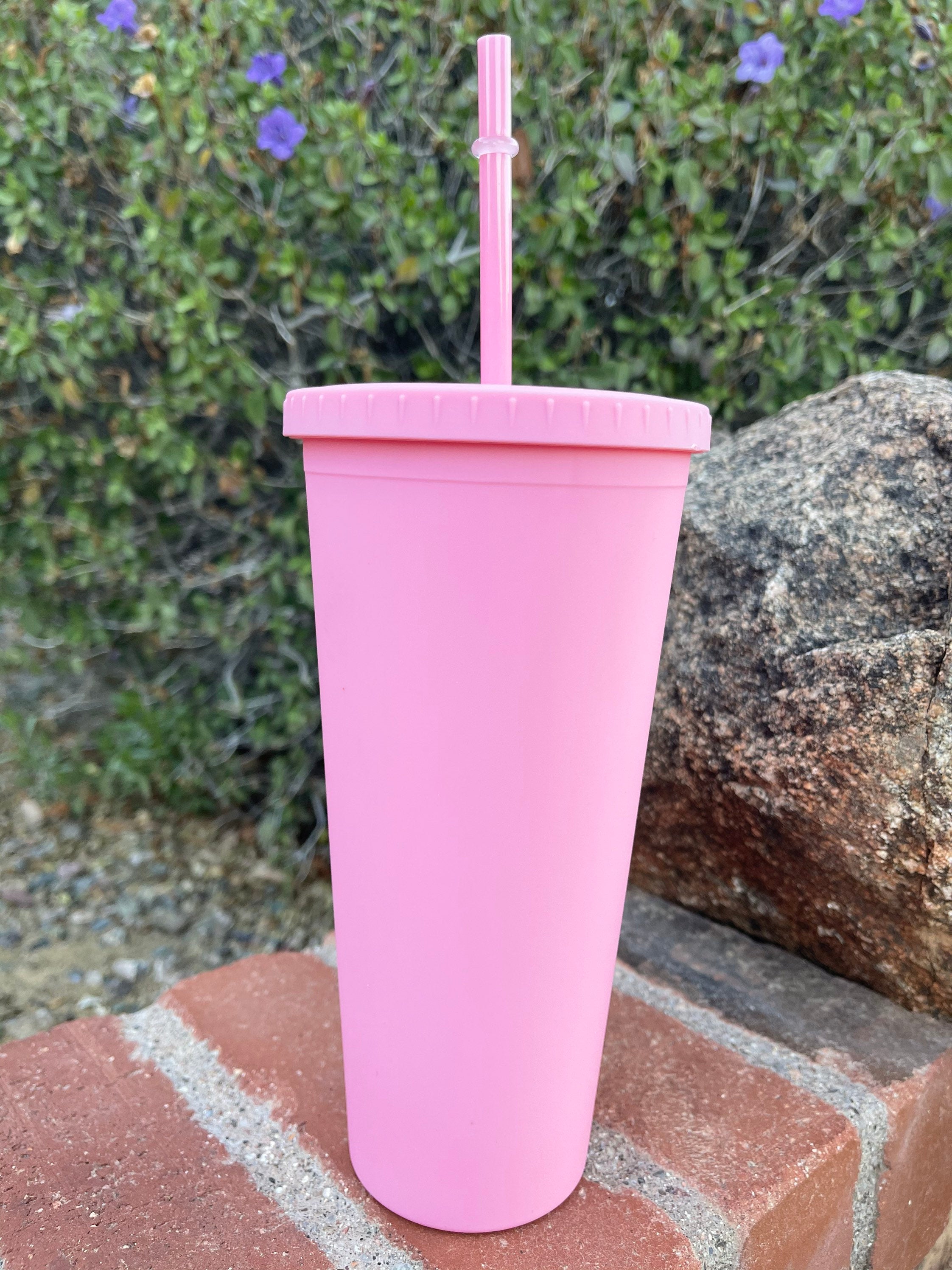 Pastel Cup Blank Cups Tumblers, 24 oz Matte Tumblers, Double Wall Acrylic Tumbler With Straw and Screw Lid BPA Free