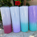 Blank Skinny Ombre 20oz Tumbler Stainless Sublimation Tumbler kit W/Straw & lid BPA Free
