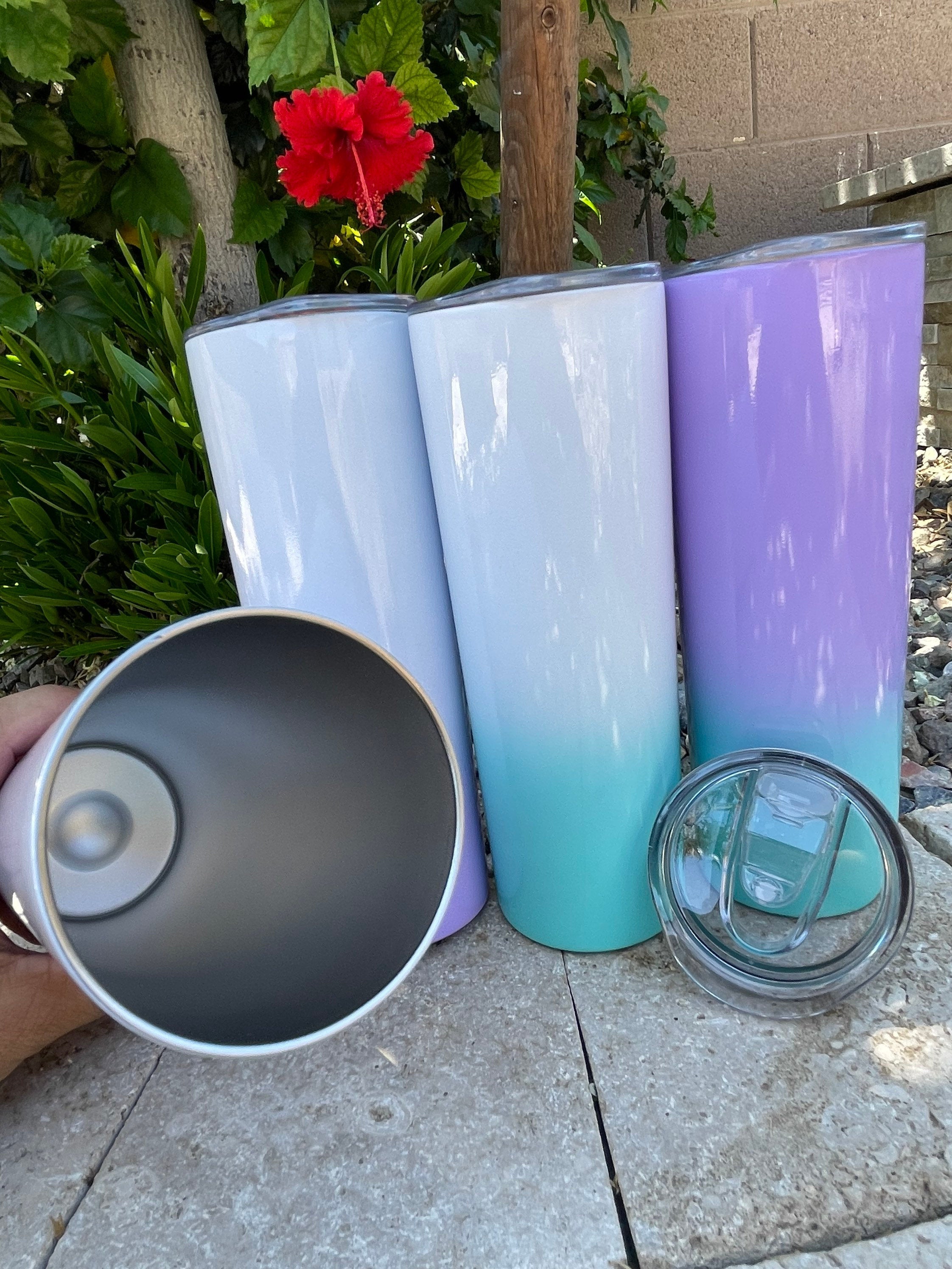 Blank Skinny Ombre 20oz Tumbler Stainless Sublimation Tumbler kit W/Straw & lid BPA Free