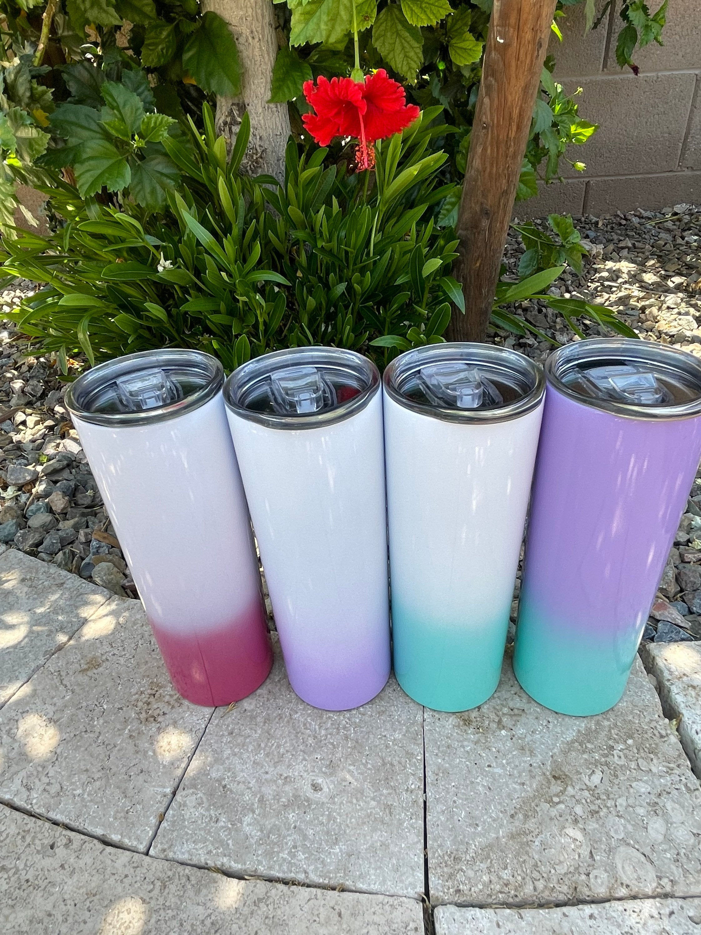 Blank Skinny Ombre 20oz Tumbler Stainless Sublimation Tumbler kit W/Straw & lid BPA Free