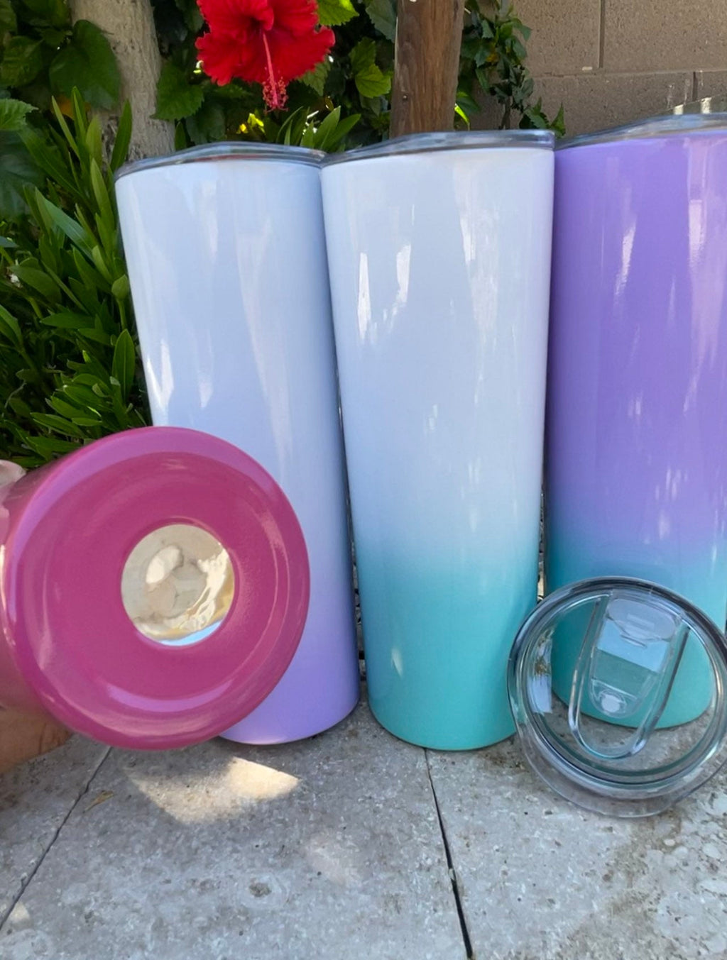 Blank Skinny Ombre 20oz Tumbler Stainless Sublimation Tumbler kit W/Straw & lid BPA Free