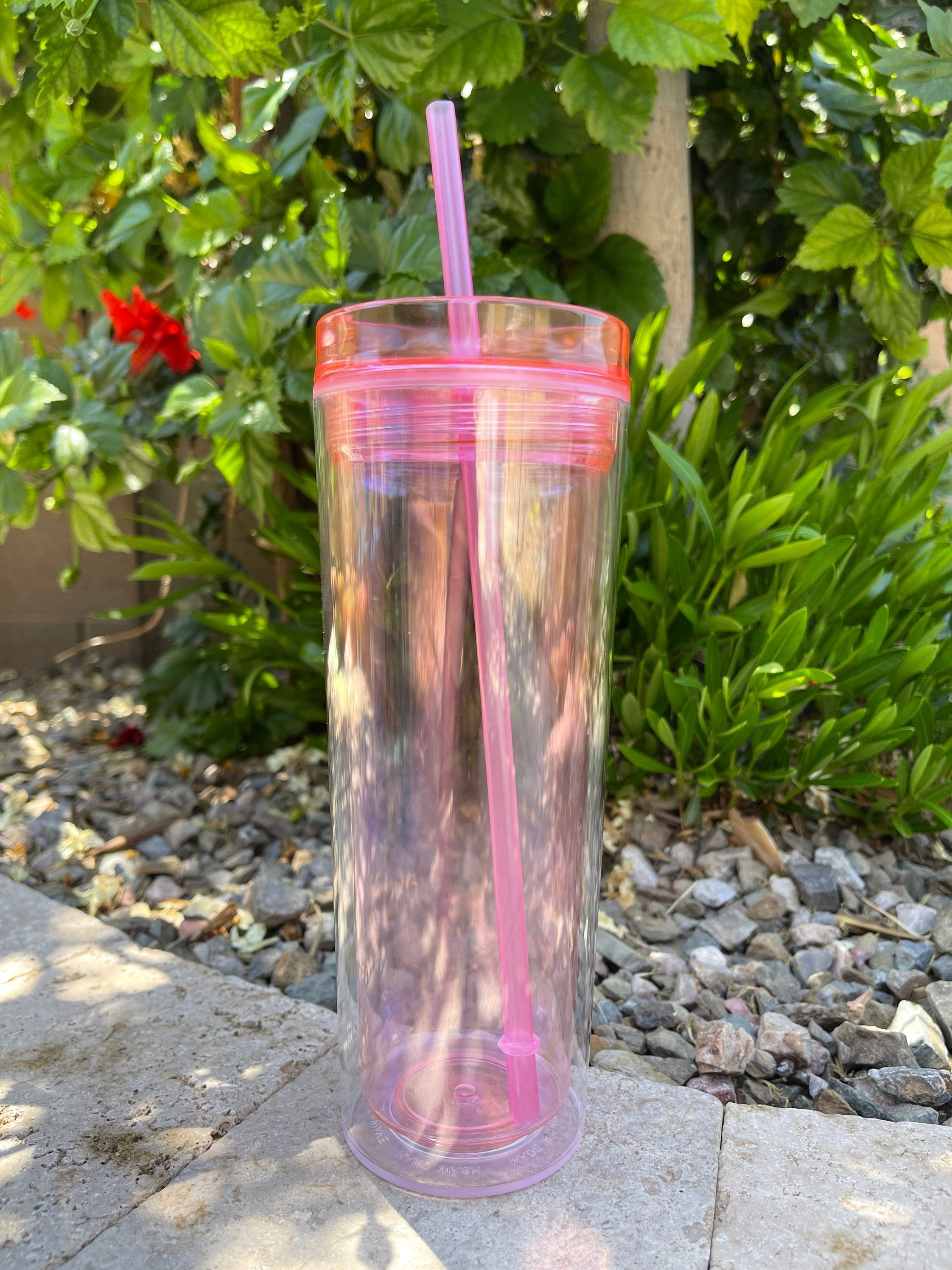 Blank Clear Skinny 19oz Large acrylic Tumbler kit W/Straw & lid BPA Free