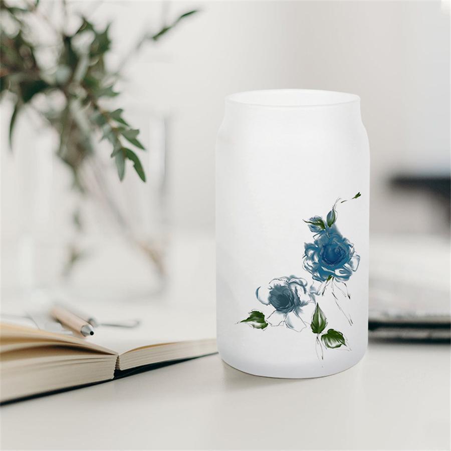 12oz or 16oz Sublimation Blank Glass Can Jar Tumbler (Clear or Frosted)