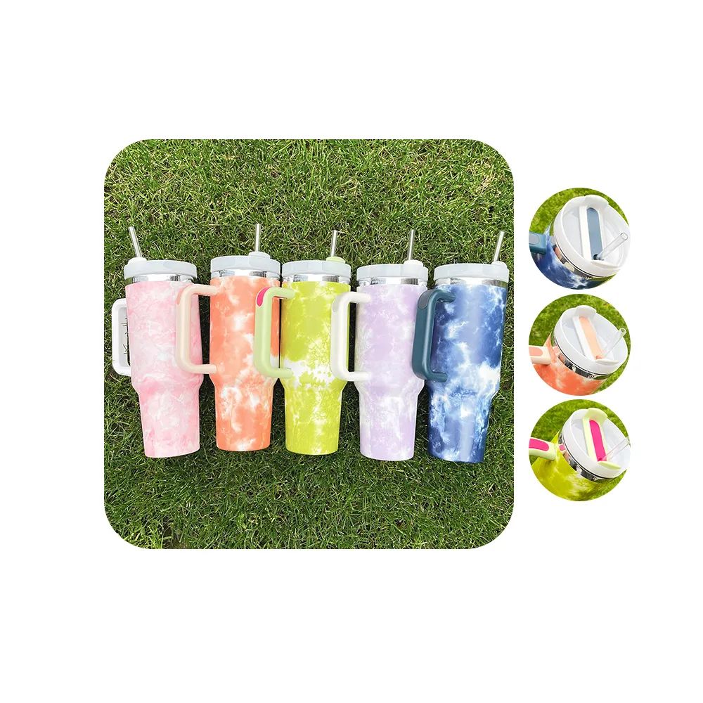 40oz Tie Dye Stainless Tumbler With Handle