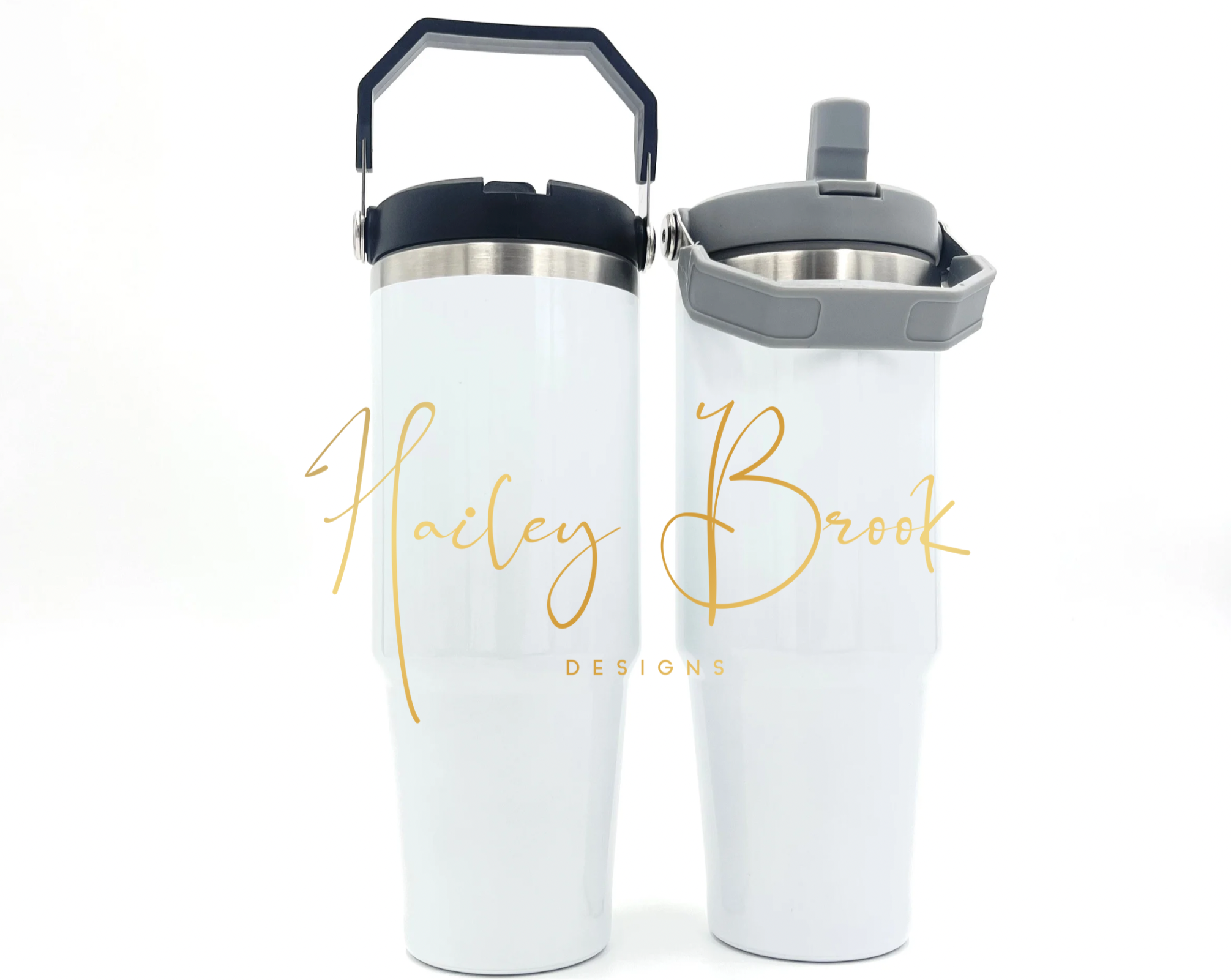 30oz Sublimation Flip Straw Tumbler (Gray or Black Lid) Dual Wall Tumblers