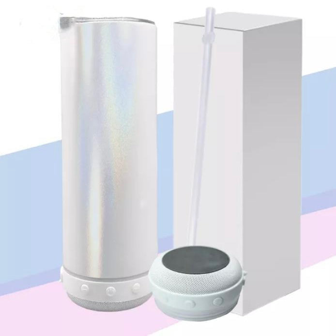 Bulk Pack 20oz Sublimation Bluetooth speaker tumbler. Music Tumblers W/ Lid, Speaker & Straw