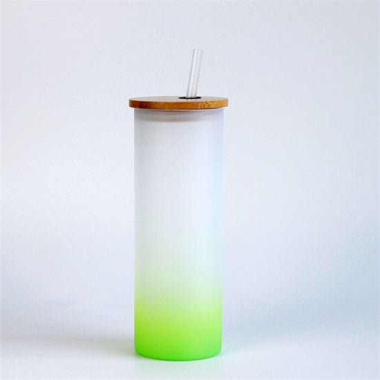 25oz Sublimation blank glass ombre gradient Tumblers (Includes Bamboo Lid & Straw)