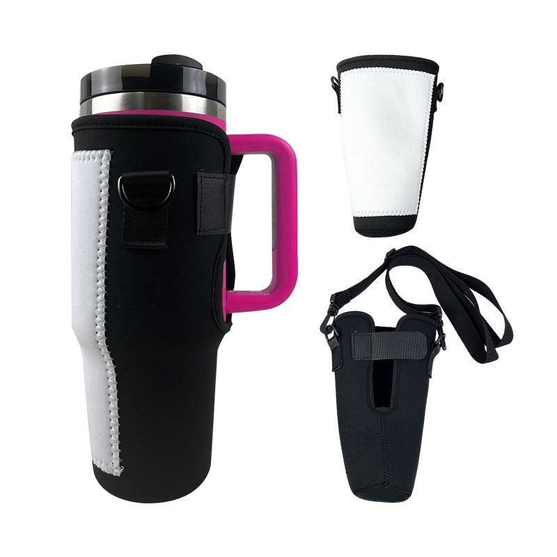 Sublimation Blank Neoprene 40oz tumbler tote pouch holder with adjustable strap