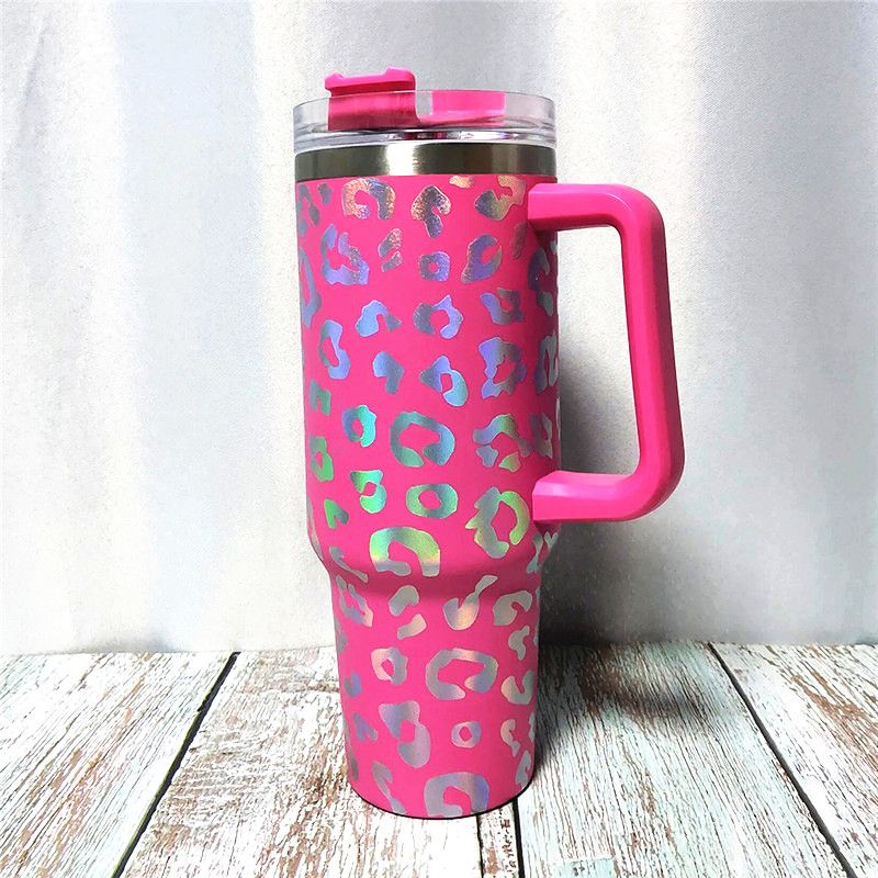 40oz Holographic Cheetah Leopard Laser Etched Stainless Tumbler