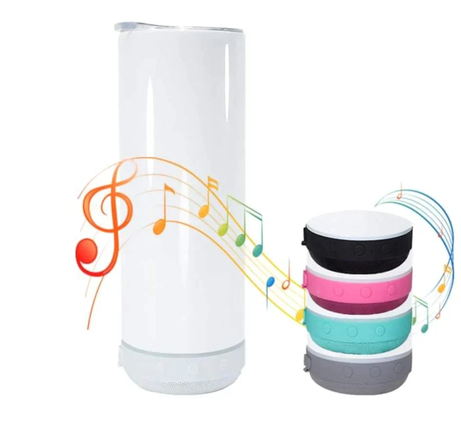 Bulk Pack 20oz Sublimation Bluetooth speaker tumbler. Music Tumblers W/ Lid, Speaker & Straw