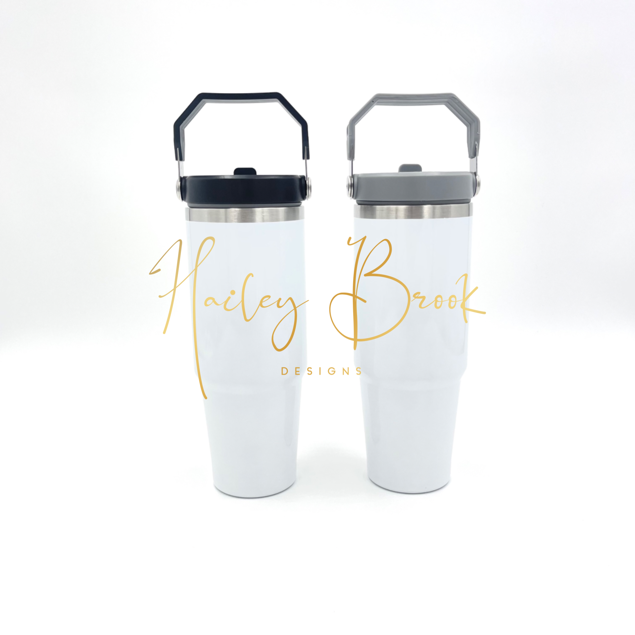 30oz Sublimation Flip Straw Tumbler (Gray or Black Lid) Dual Wall Tumblers
