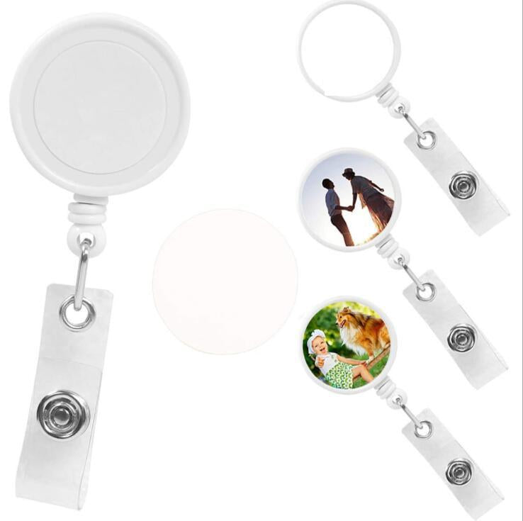 sublimation 32mm White or Black Blank retractable reel badge Holder Nurse, Doctor, MD, RN