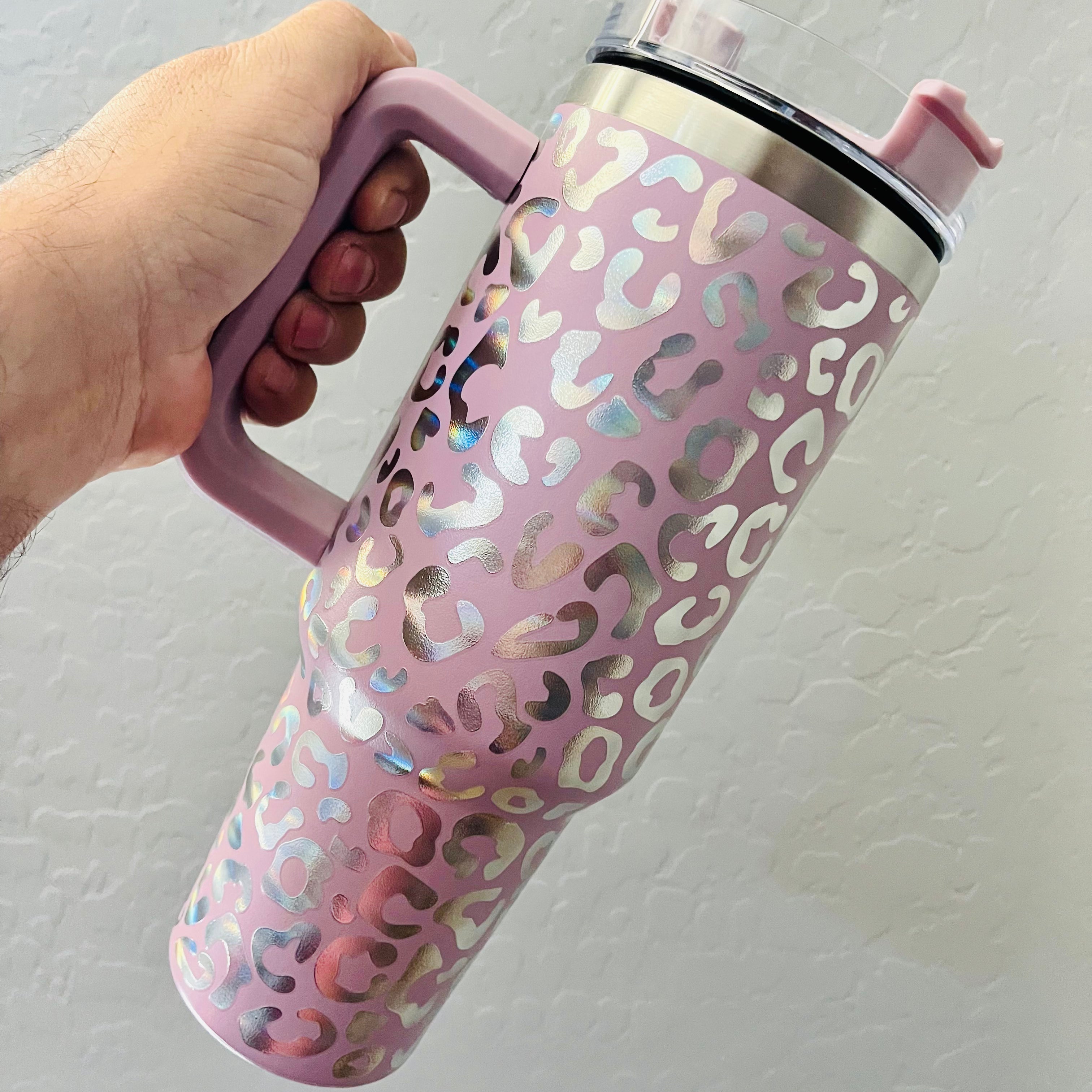 40oz Holographic Cheetah Leopard Laser Etched Stainless Tumbler