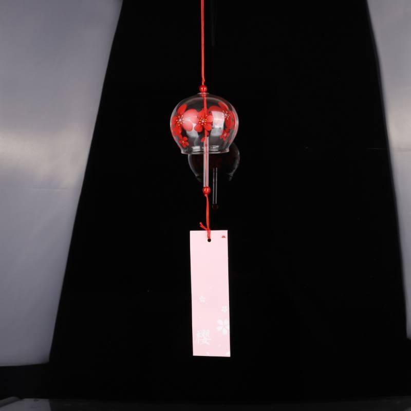Japan Style Hand-paint Sakura Glass Wind Chimes Creative Gifts Painted Window & Door Hanging Bells Decorations Hanging Wind Chime Pendant Label Chimes Wind Bells Gift For Mom Home