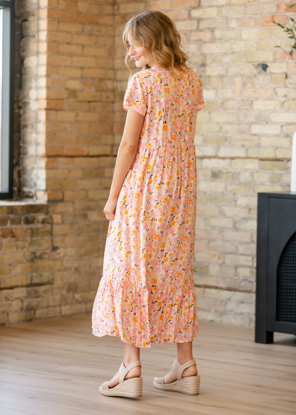 Jaydrien Floral Flutter Sleeve Midi Dress - FINAL SALE