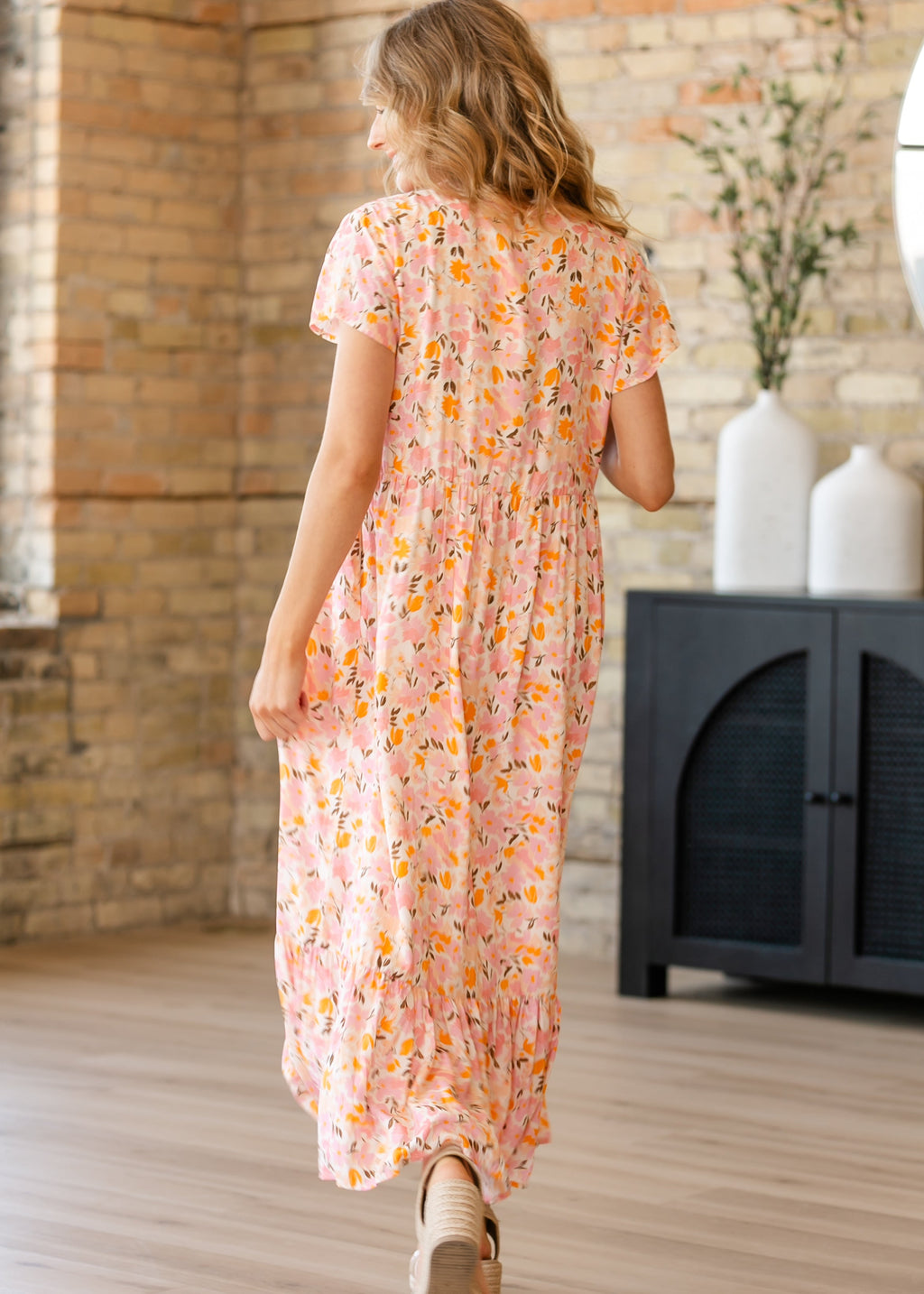 Jaydrien Floral Flutter Sleeve Midi Dress - FINAL SALE