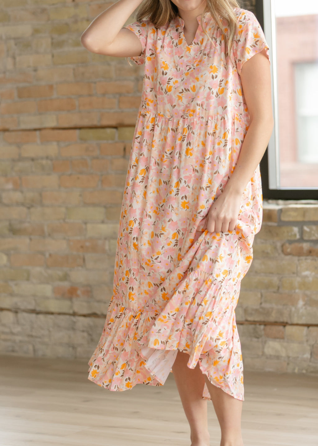 Jaydrien Floral Flutter Sleeve Midi Dress - FINAL SALE