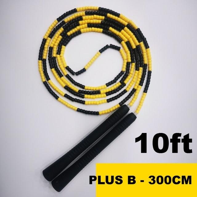 Jump Skipping Rope PVC Soft Beaded Basic Tangle Free Sports Rainbow Jump Rope With Plastic Beaded Segmentation Jump Rope For Outdoor Fitness And Gym Colorful Beaded Ropes For Kids 10ft 9ft