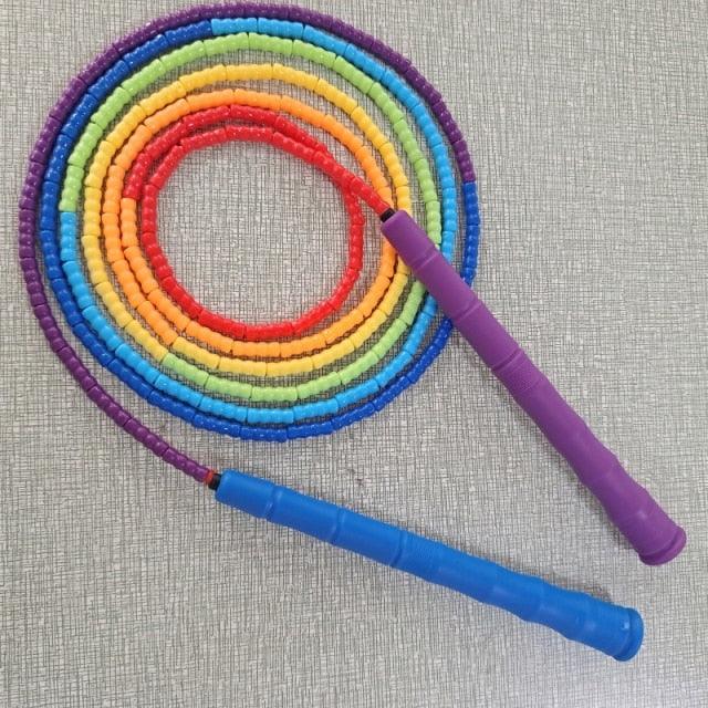 Jump Skipping Rope PVC Soft Beaded Basic Tangle Free Sports Rainbow Jump Rope With Plastic Beaded Segmentation Jump Rope For Outdoor Fitness And Gym Colorful Beaded Ropes For Kids 10ft 9ft