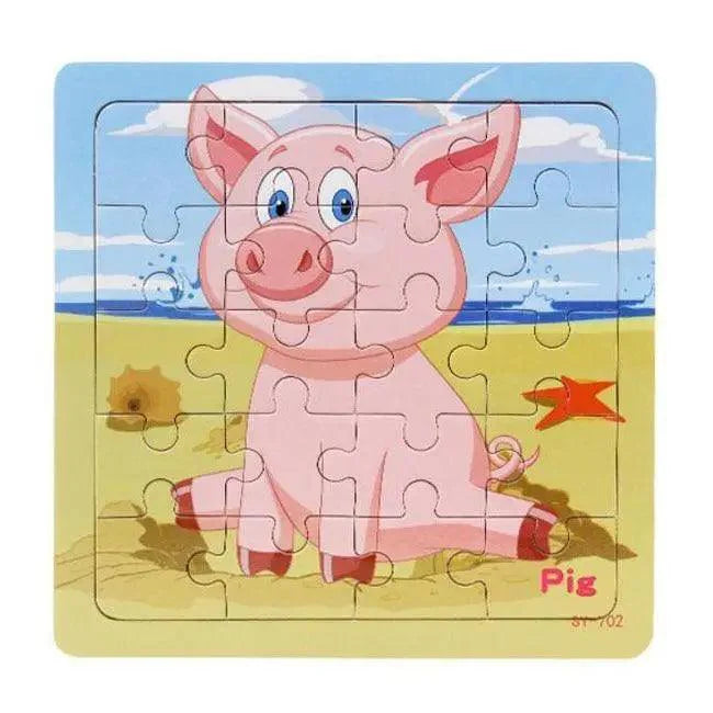 Kids Puzzle Toy Animals and Vehicle Wooden Puzzles Jigsaw Baby Educational Learning Toys for Children Gift