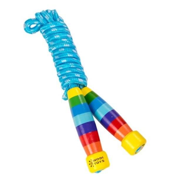 Kids Wood Jump Skip Rope Toy Exercise Play Animal Colorful Rainbow Wooden Cotton Cord Jump Rope With Wood Handles Rainbow Jumping Rope Adjustable Skipping Rope Kids Fitness Equipment For Kids