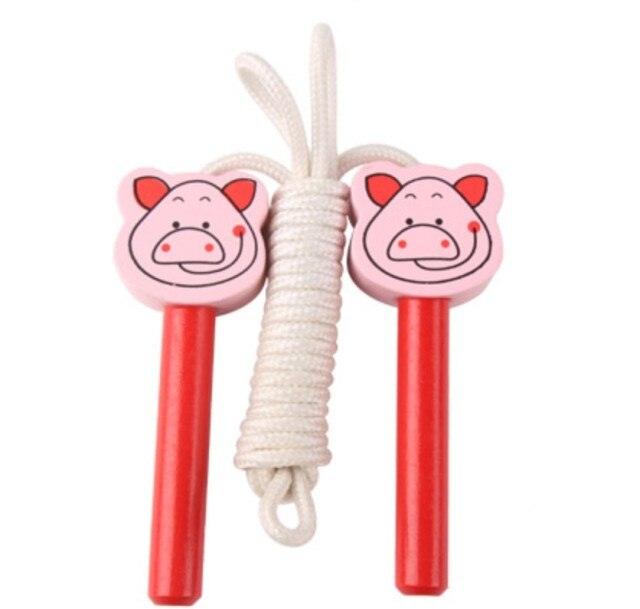 Kids Wood Jump Skip Rope Toy Exercise Play Animal Colorful Rainbow Wooden Cotton Cord Jump Rope With Wood Handles Rainbow Jumping Rope Adjustable Skipping Rope Kids Fitness Equipment For Kids