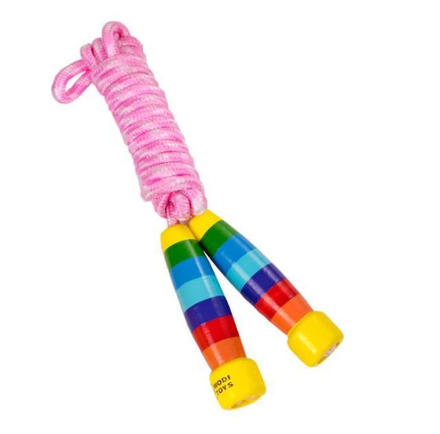 Kids Wood Jump Skip Rope Toy Exercise Play Animal Colorful Rainbow Wooden Cotton Cord Jump Rope With Wood Handles Rainbow Jumping Rope Adjustable Skipping Rope Kids Fitness Equipment For Kids