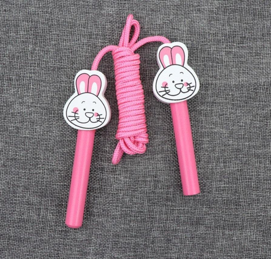 Kids Wood Jump Skip Rope Toy Exercise Play Animal Colorful Rainbow Wooden Cotton Cord Jump Rope With Wood Handles Rainbow Jumping Rope Adjustable Skipping Rope Kids Fitness Equipment For Kids