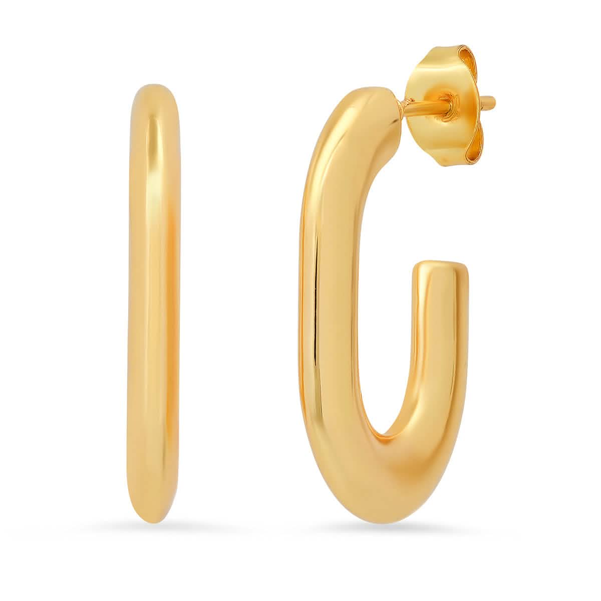 Ladies C Shape Tube Hoop Earrings