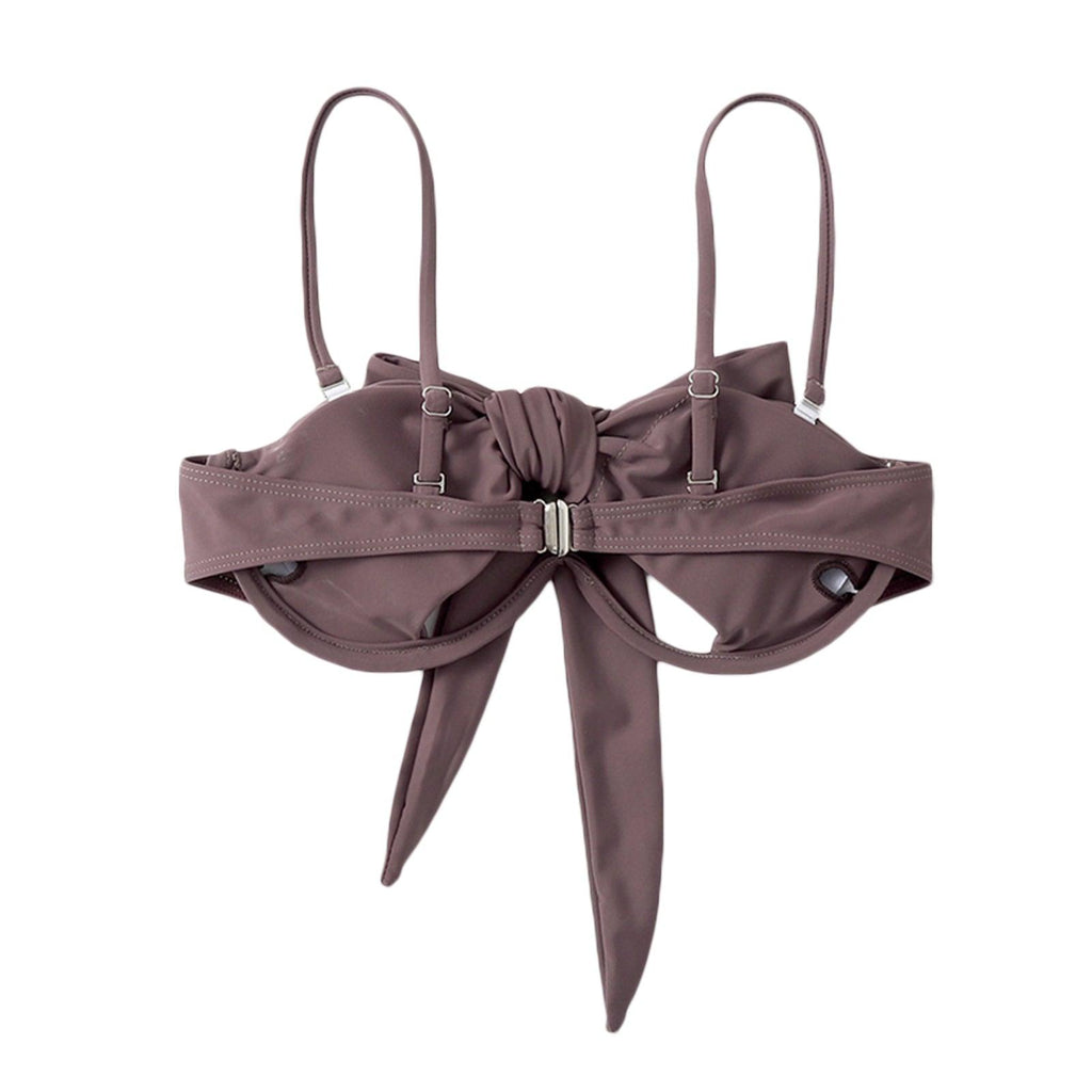 Ladies Summer Solid Color  Swimsuit Female Detachable Shoulder Strap Halter Bikini Women's Bikini Swimsuits One Piece Bathing Suits Tie Knot Cutout Swimwear with Crisscross Design