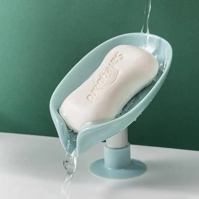 Leaf Shaped Soap Dish Holder Suction Cup Soap Dish For Bathroom Shower Soap Box Sponge Soap Holder Storage Tray Soap container Soap Dish Holder Lotus Leaf Shape With Suction Cup Drain Detachable Soap Box Not Punched Toilet Bath Drain Shelf Storage