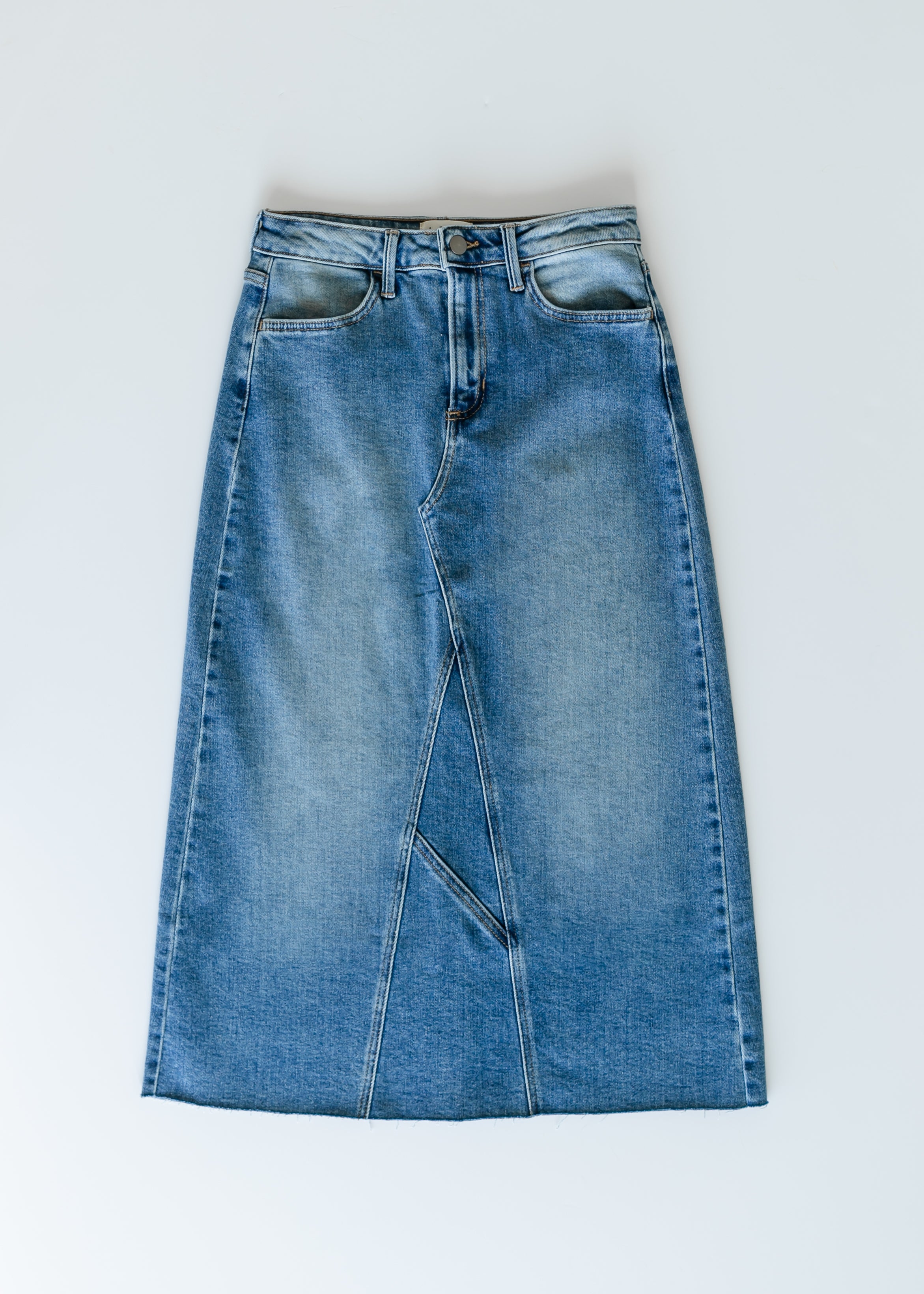 Lee A-Line Raw Hem Midi Skirt - FINAL SALE