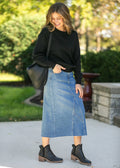 Lee A-Line Raw Hem Midi Skirt - FINAL SALE