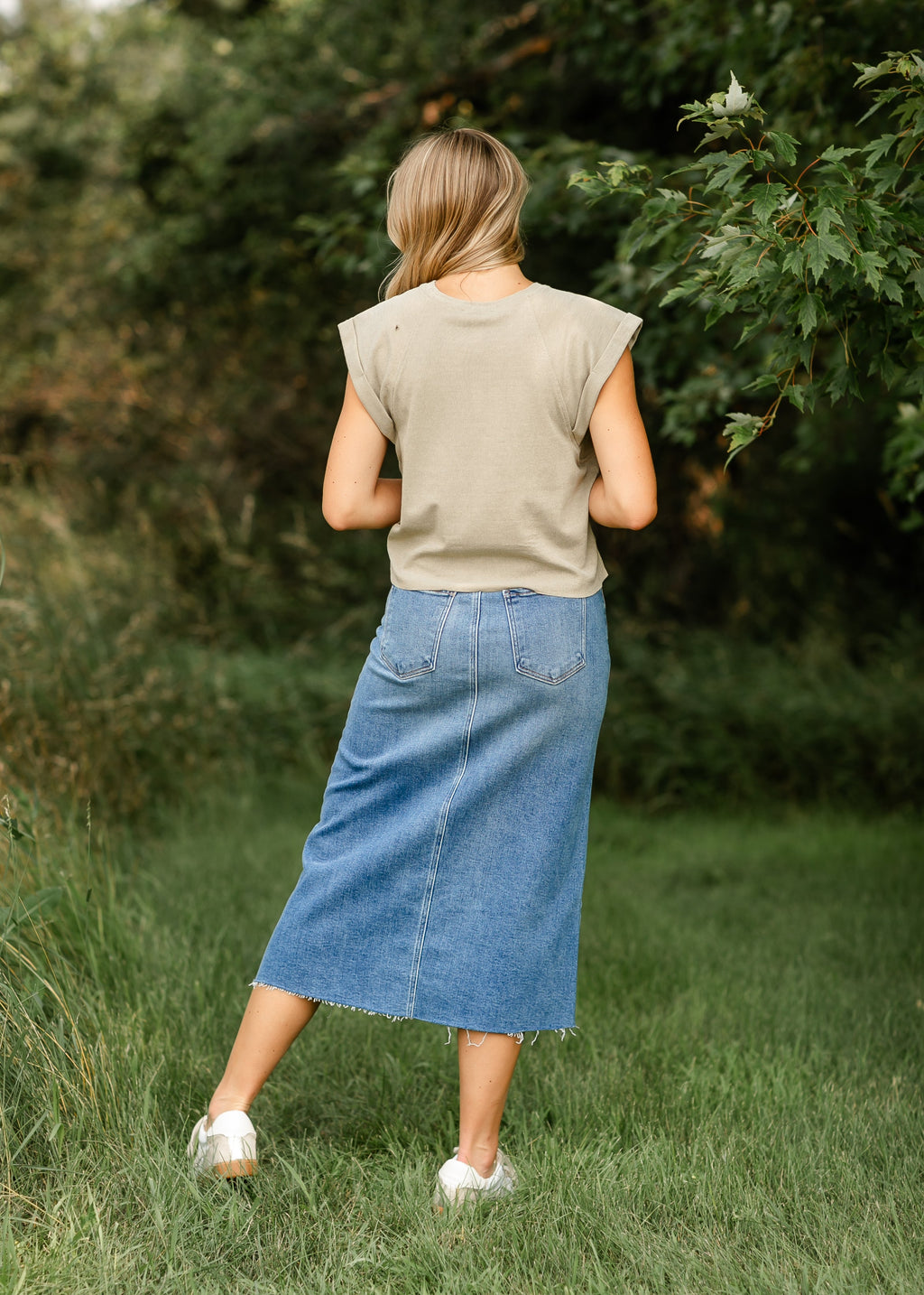 Lee A-Line Raw Hem Midi Skirt - FINAL SALE